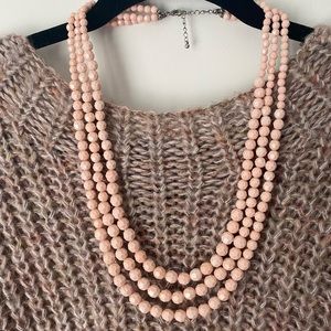 Gorgeous Blush Pink Beaded 3 Tier Necklace